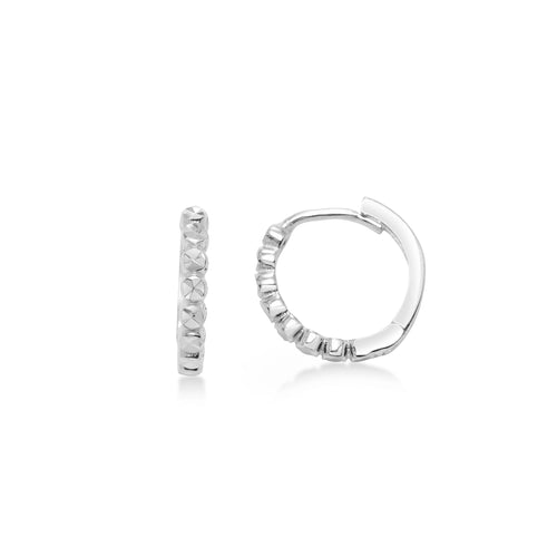 Tiny Huggie Hoop Earrings, 14K White Gold