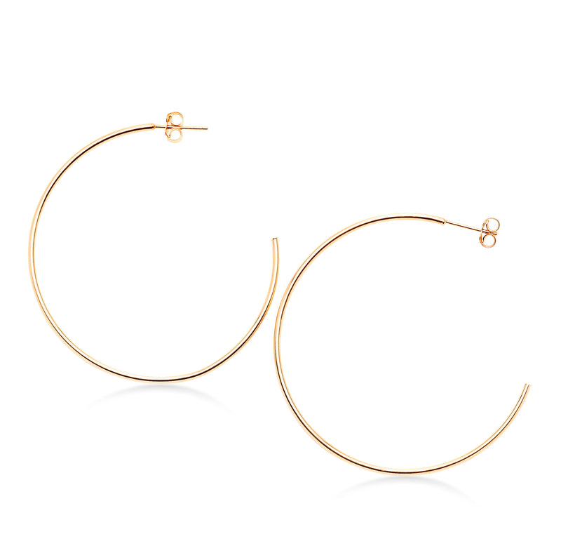 Large Open Hoop Earrings,2 Inches, 14K Rose Gold