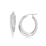 Bold Sculpted Hoop Earrings, 14K White Gold