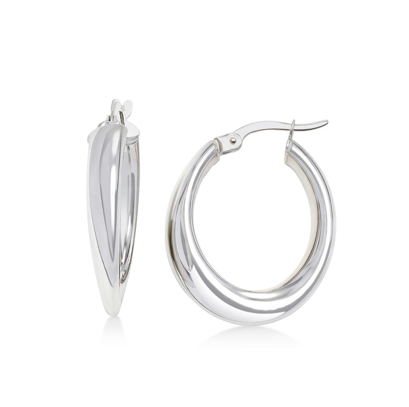 Bold Sculpted Hoop Earrings, 14K White Gold
