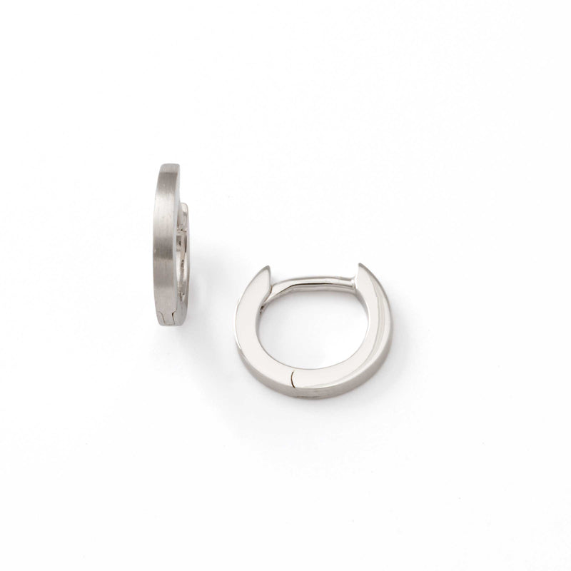 Tiny Matte Gold Huggie Hoop Earrings, 14K White Gold