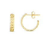 Chain Link Design Hoop Earrings, .50 Inch, 14K Yellow Gold