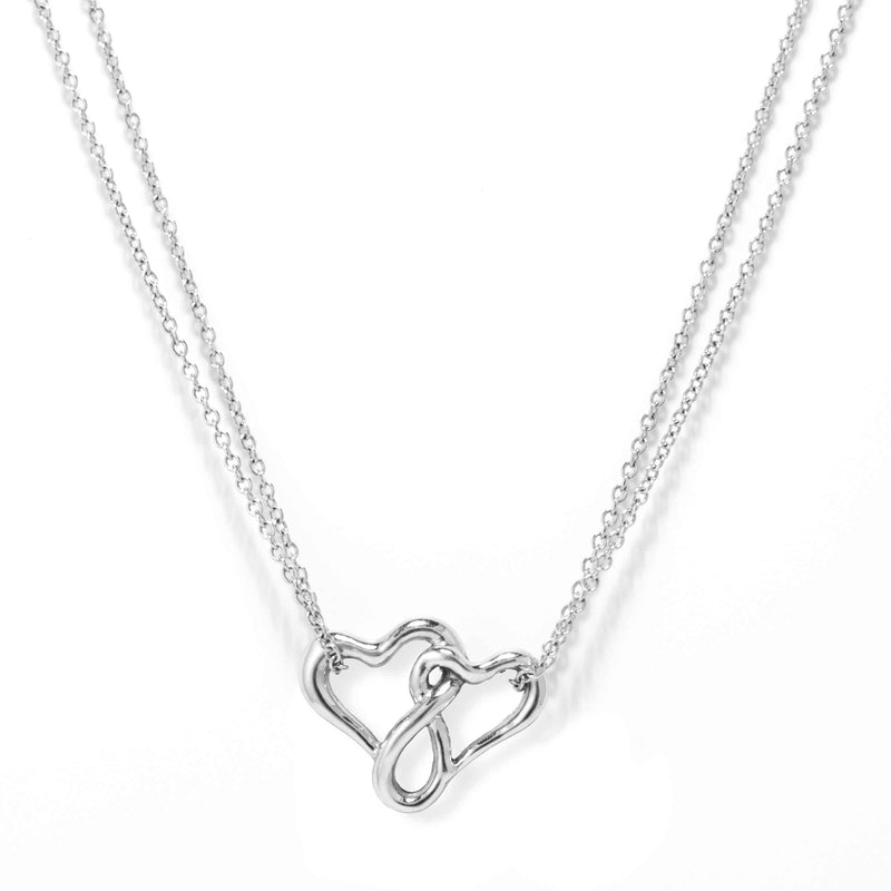 Happy Hearts Double Strand Necklace, 14K White Gold