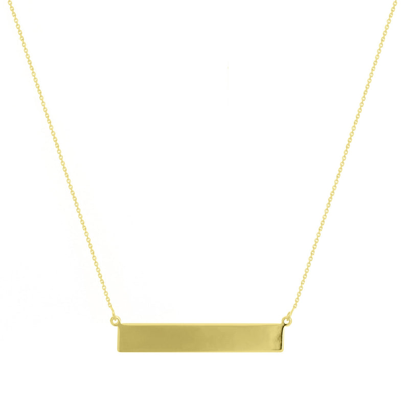 Engravable Bar Necklace, 14K Yellow Gold