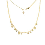 Multi-Sized Dangling Discs Necklace, 17 Inches, 14K Yellow Gold