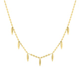 Multi-Sized Dangling Leaves Necklace, 17 Inches, 14K Yellow Gold
