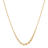 Graduated Hollow Rope Necklace, 18 Inches, 14K Yellow Gold