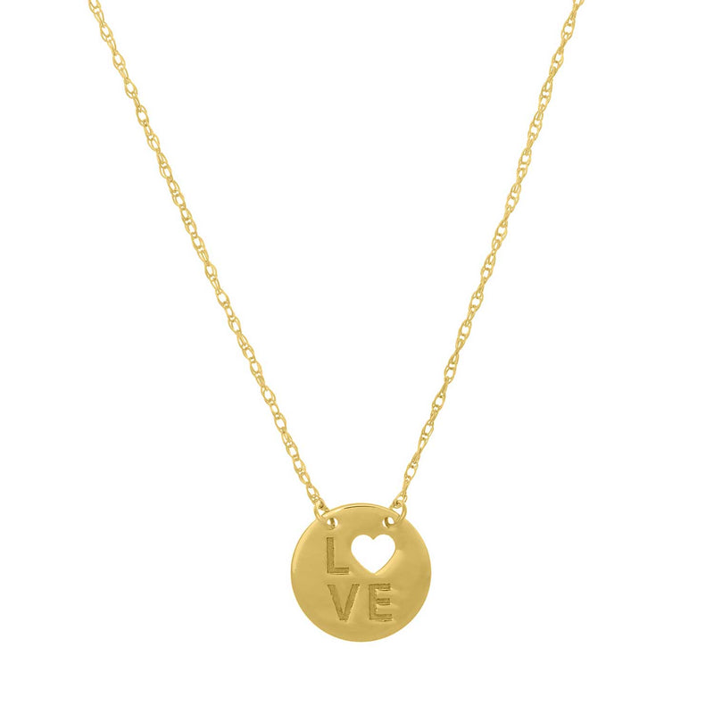 Love Disk Necklace, 14K Yellow Gold