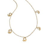 Half Moon Element Dangle Necklace, 14K Yellow Gold