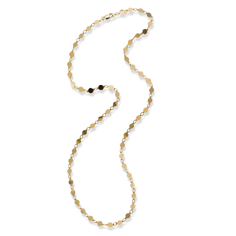Flat Mirror Chain Necklace, 18 Inches, 14K Yellow Gold Gold