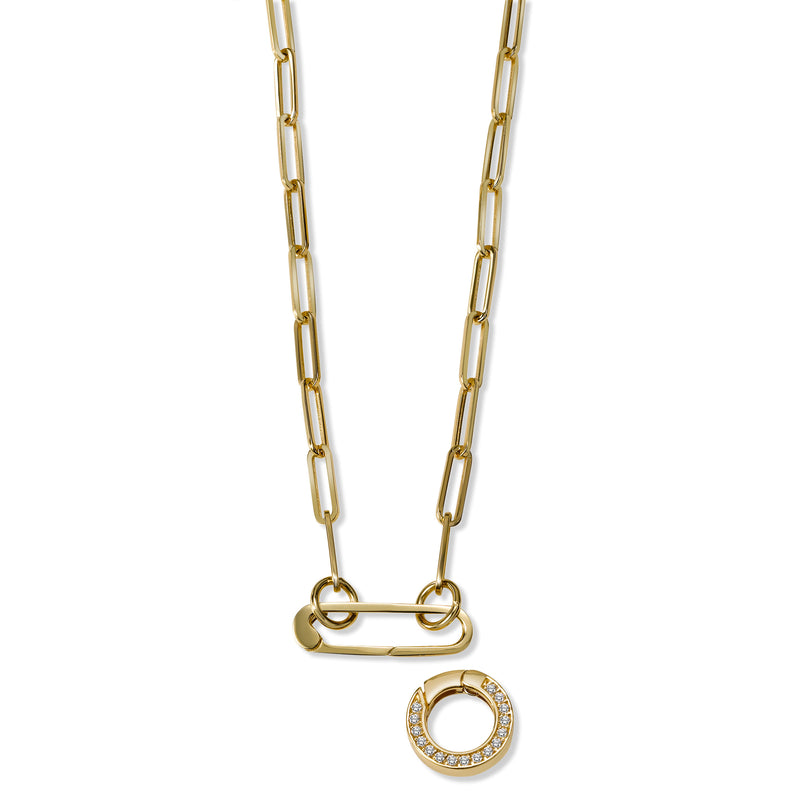 Open Design Paperclip Necklace, 20 Inches, 14K Yellow Gold