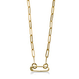 Open Design Paperclip Necklace, 20 Inches, 14K Yellow Gold