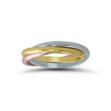 Tricolor Rolling Band Ring, 14 Karat Gold