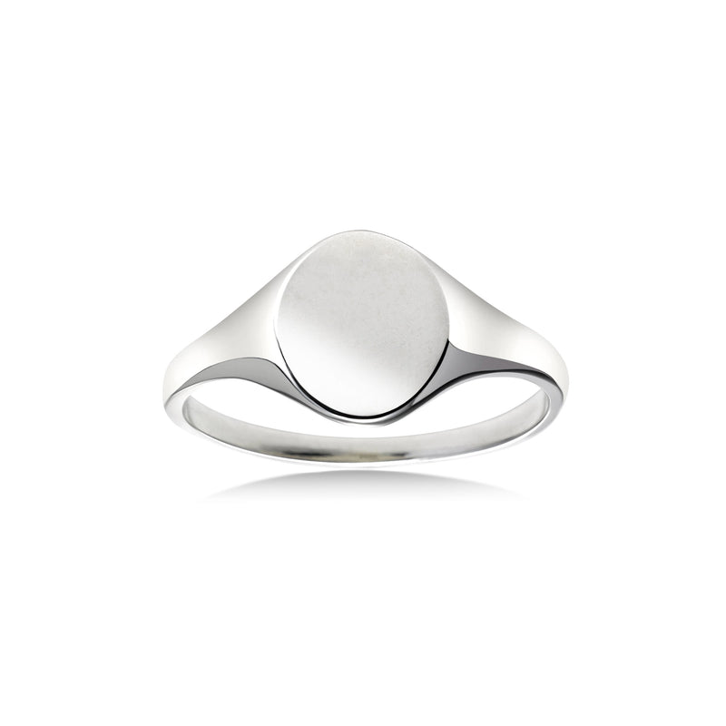 Medium Oval Signet Ring, 14K White Gold