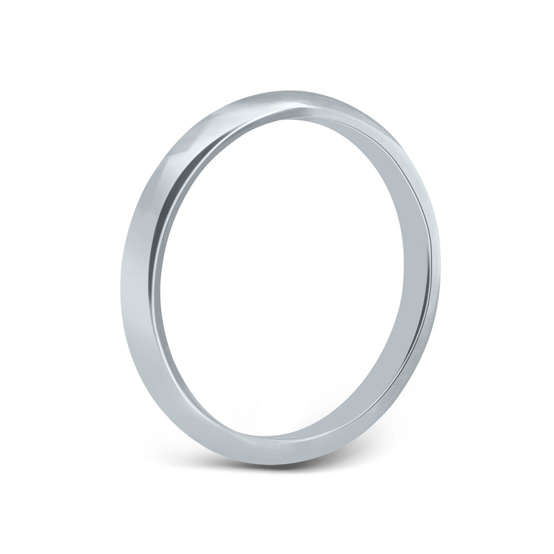 Half Domed Wedding Band, 2.5 MM, 14K White Gold