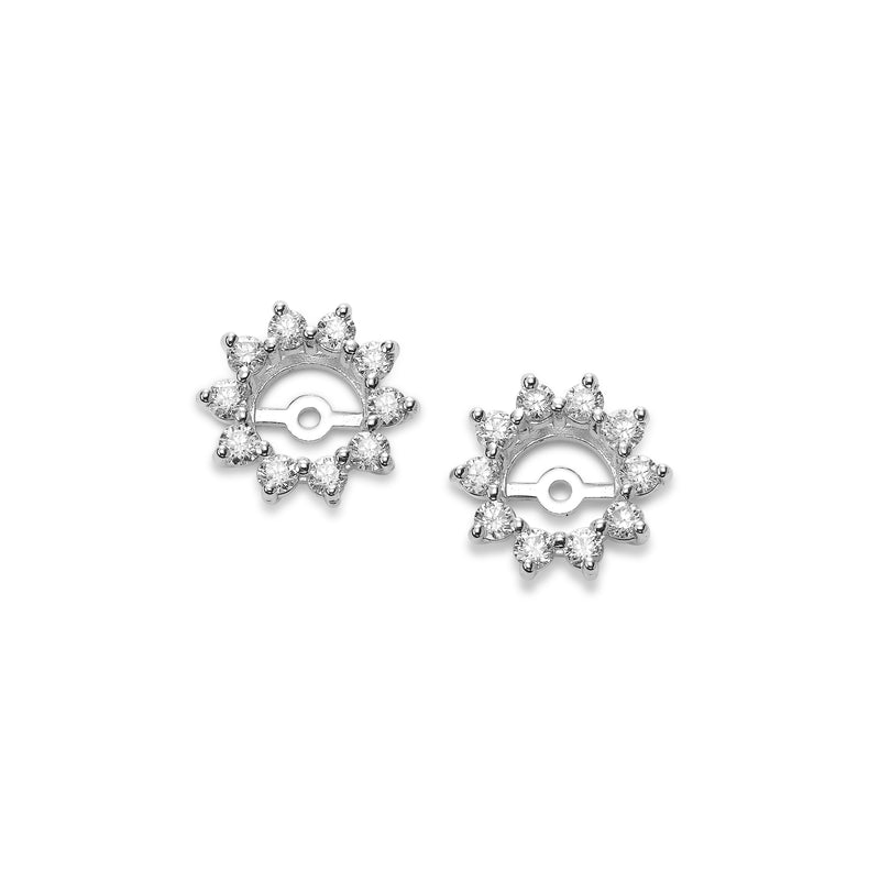 Prong Set Round Diamond Earring Jackets, 14K White Gold