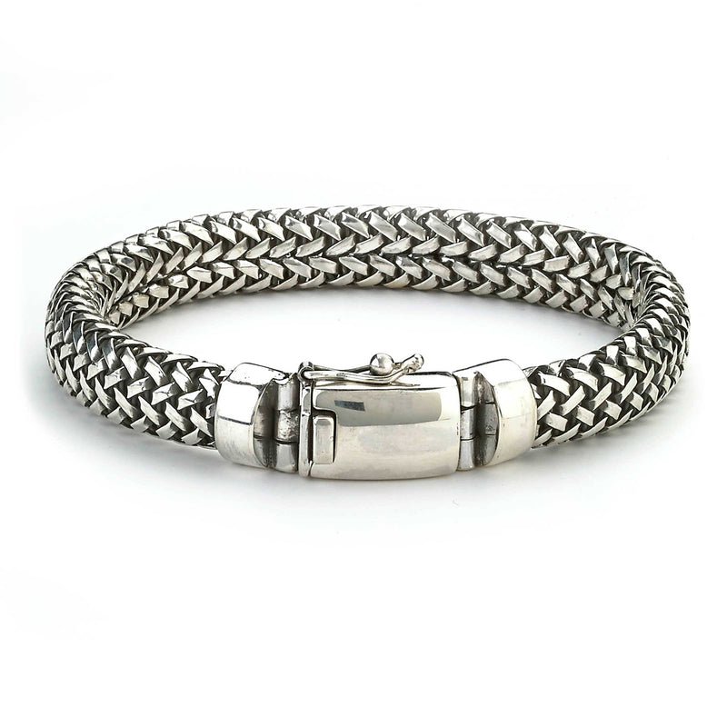 Heavy Woven Men's Bracelet, 8 inches, Sterling Silver