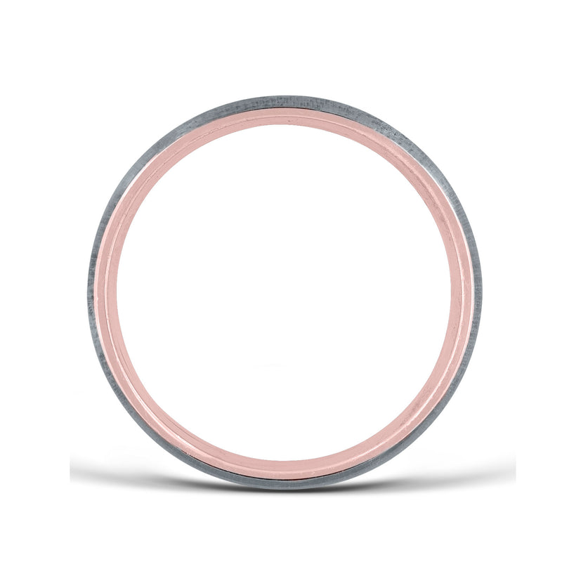 Brushed Center Wedding Band, 7 MM, 14 Karat Rose Gold Plate and Sterling Silver