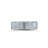 Flat Brushed Center Wedding Band, 7 MM, Argentium Sterling Silver