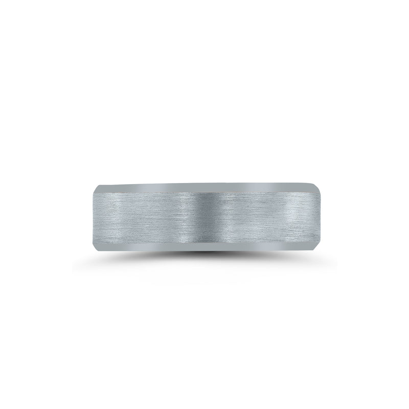 Flat Brushed Center Wedding Band, 7 MM, Argentium Sterling Silver