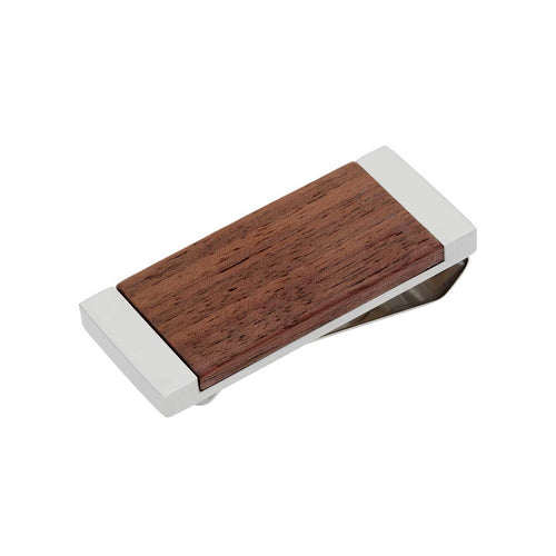 Walnut Wood Money Clip, Stainless Steel