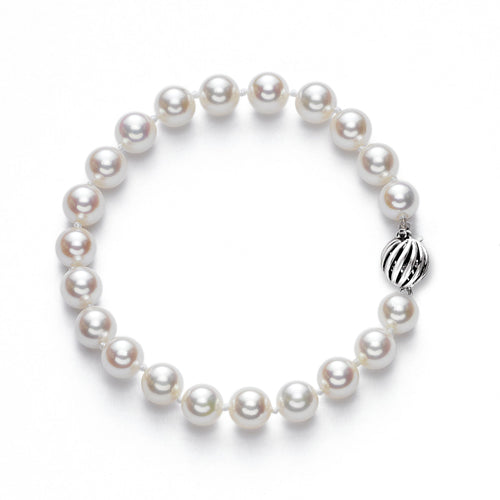 Akoya Cultured Pearl Bracelet, 7 x 6.5 MM, 14K White Gold