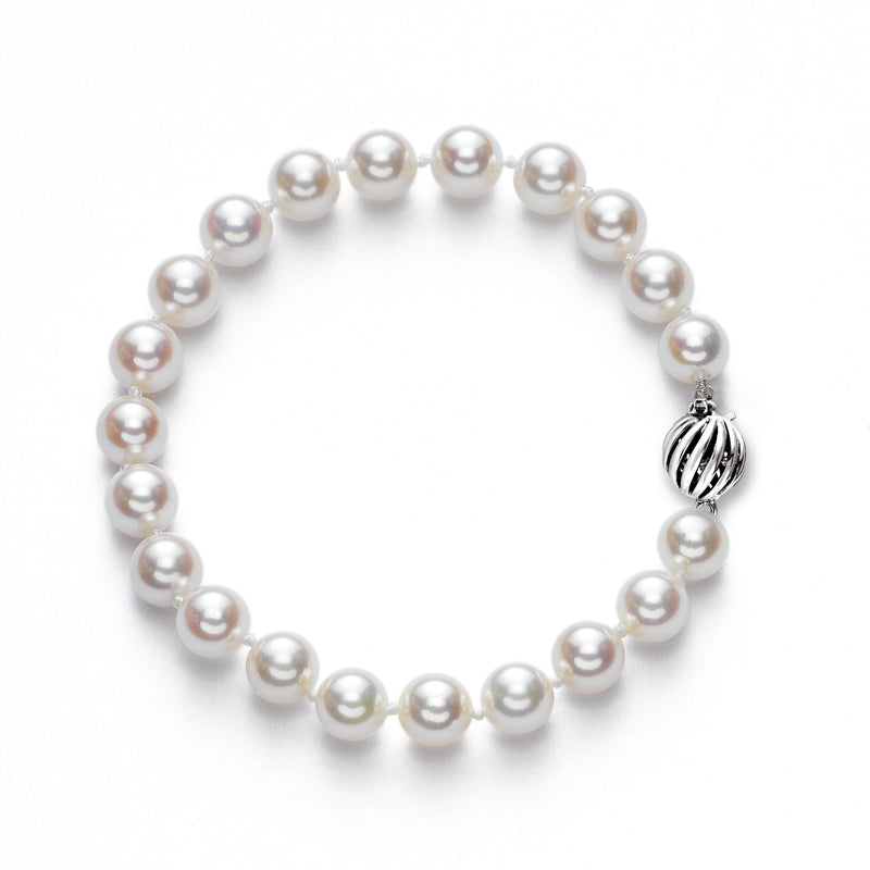 Akoya Cultured Pearl Bracelet, 7 x 6.5 MM, 14K White Gold