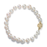 Freshwater Cultured Pearl Bracelet,  7.5 x 7 MM, 14K Yellow Gold Ball Clasp