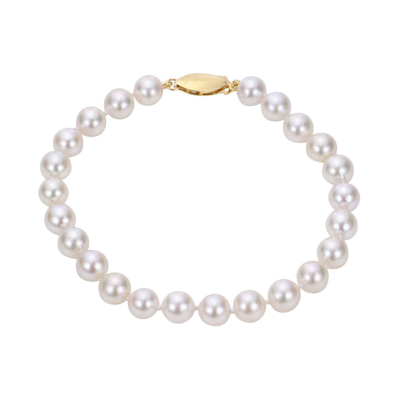 Akoya Saltwater Cultured Pearl Bracelet, 7 x 6.5 MM, 14K Gold