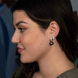 Diamond Hoop with Removable Tahitian Cultured Pearl Drop, 18K White Gold