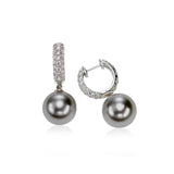 Diamond Hoop with Removable Tahitian Cultured Pearl Drop, 18K White Gold