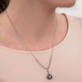 Tahitian Cultured Pearl and Diamond Drop Necklace, 14K White Gold