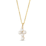 Child's Pearl Cross with Diamond Accent, 14K Yellow Gold