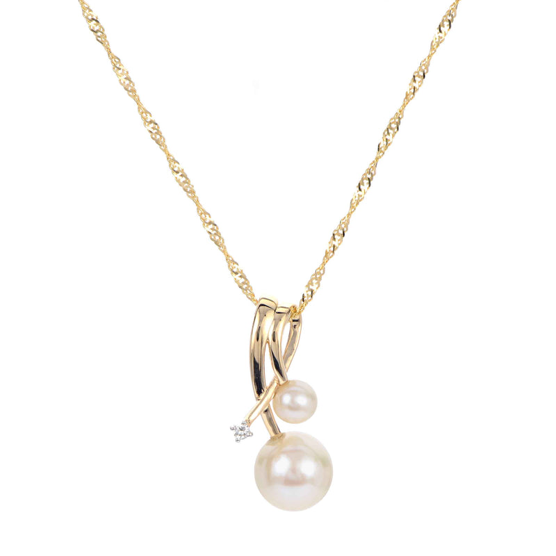 Freshwater Cultured Pearls and Diamond Pendant, 14K Yellow Gold