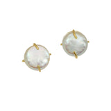 Freshwater Cultured Coin Pearl Earrings, 14MM, 14K Yellow Gold