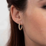 Inside Out White Freshwater Cultured Pearl Hoops, 14K Yellow Gold