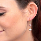 Grey Freshwater Cultured Pearl and Tanzanite Earrings, 14K Yellow Gold