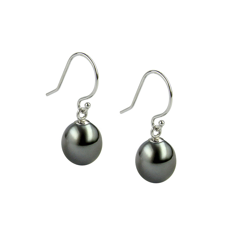 Natural Color Tahitian Cultured Pearl Drop Earrings, 14K White Gold