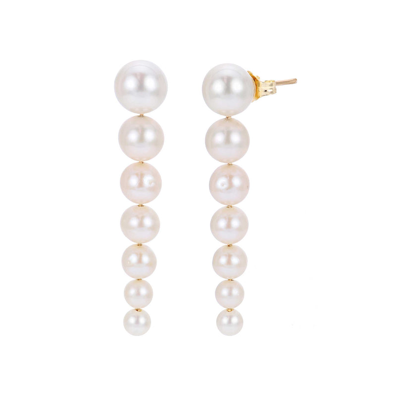 Graduated Cultured Pearl Dangle Earrings, 14K Yellow Gold