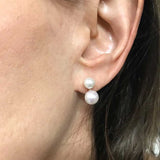 Double Cultured Pearl Drop Earrings, 14K Yellow Gold