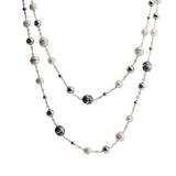 Grey and White Freshwater Cultured Pearl Necklace, Sterling Silver