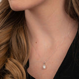 Oval Freshwater Cultured Pearl Pendant with Diamond Bale, 14K White Gold