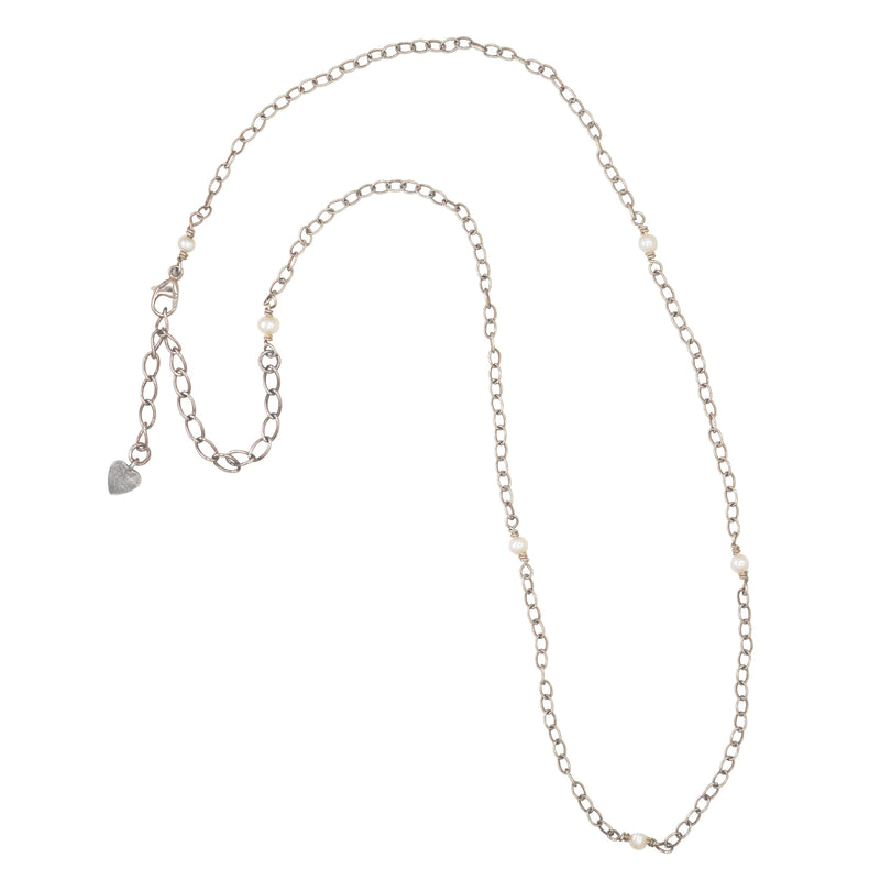 Sterling Silver Chain with Freshwater Pearls, 19 Inches