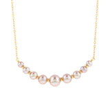 Pink Freshwater Pearl Bar Necklace, 18 Inches, 14K Yellow Gold