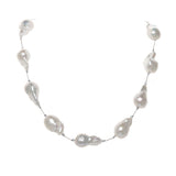 Large White Baroque Pearl Necklace, 18 Inches, Sterling Silver