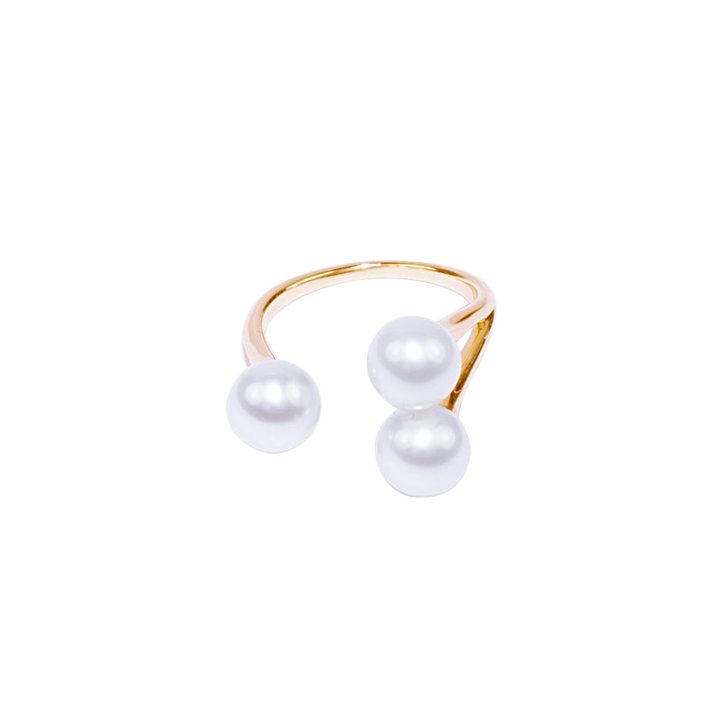 Cultured Pearls Adjustable Ring, 14K Yellow Gold
