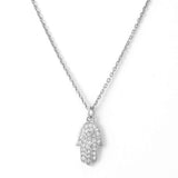 Cubic Zirconia Hamsa Pendant, Sterling Silver