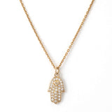 Child's Cubic Zirconia Hamsa Pendant, Yellow Gold Plated