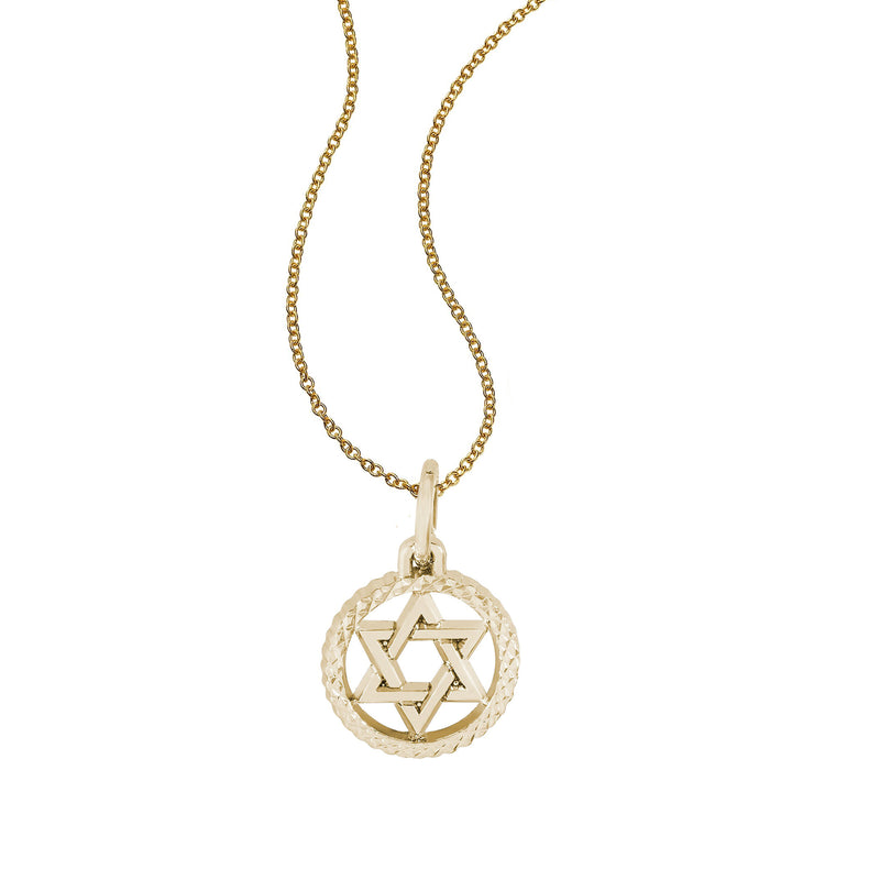 Star of David. Textured Frame, 14K Yellow Gold