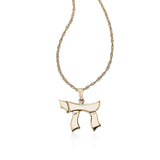 Flat High Polished Chai Pendant, 14K Yellow Gold